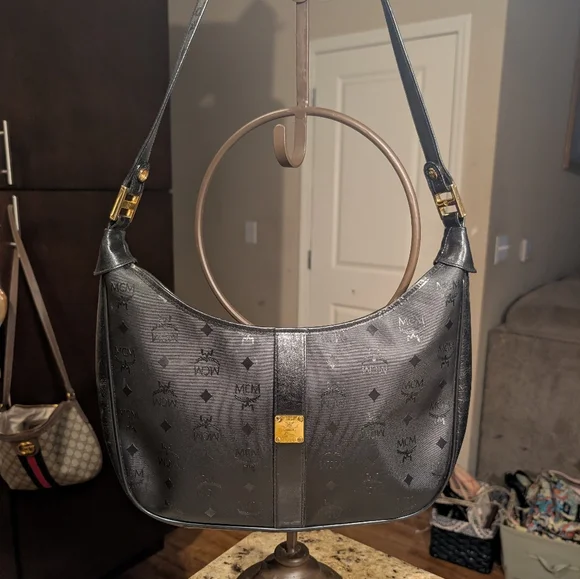 MCM Nylon & Leather Monogram Hobo Shoulder Bag - Picture 1 of 12